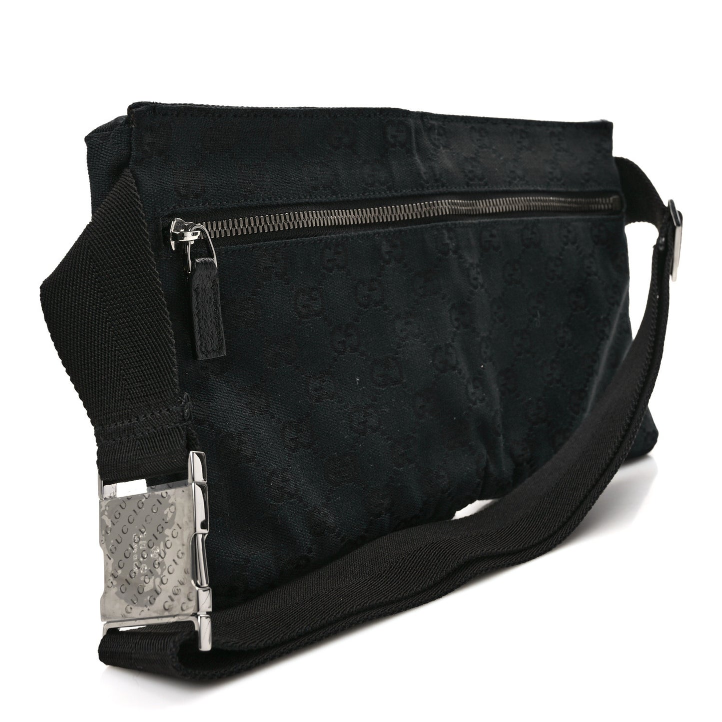 GG Monogram Double Pocket Belt Bag Black