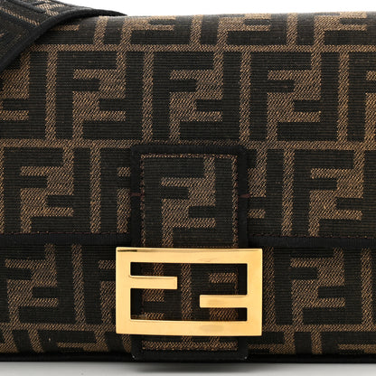 Fendi Fabric Jacquard FF 1974 Medium Baguette Tobacco Moro Black 8 of 10