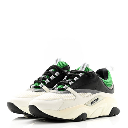 Christian Dior Technical Mesh Calfskin Mens B22 Sneakers 40 Green Black White 3 of 12