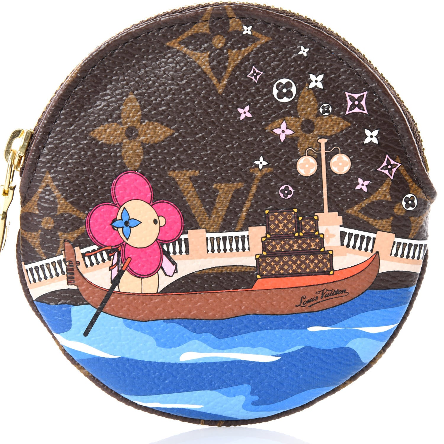 Louis Vuitton Monogram 2019 Christmas Animation Round Coin Purse Blue 8 of 9