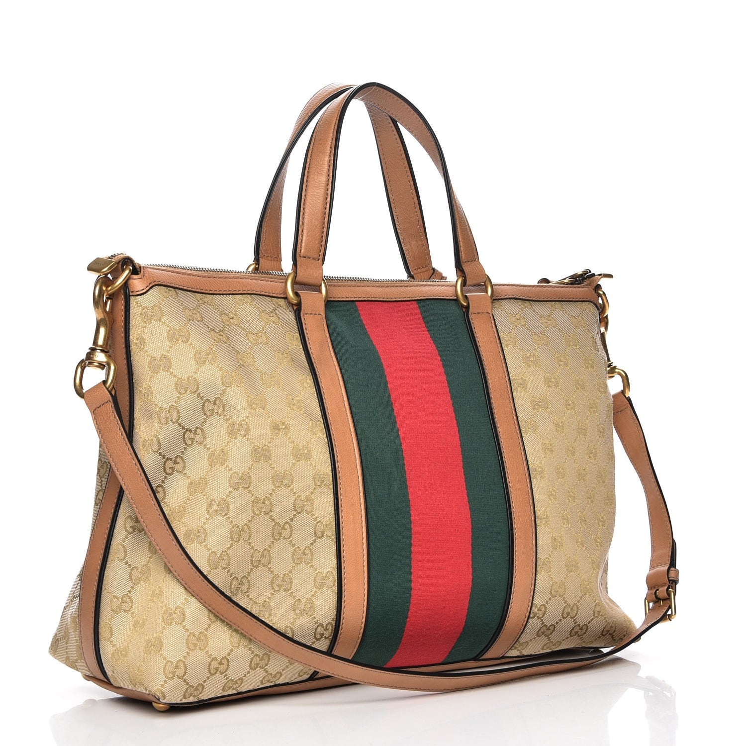 Gucci Monogram Web Medium Rania Top Handle Bag Sand 4 of 8