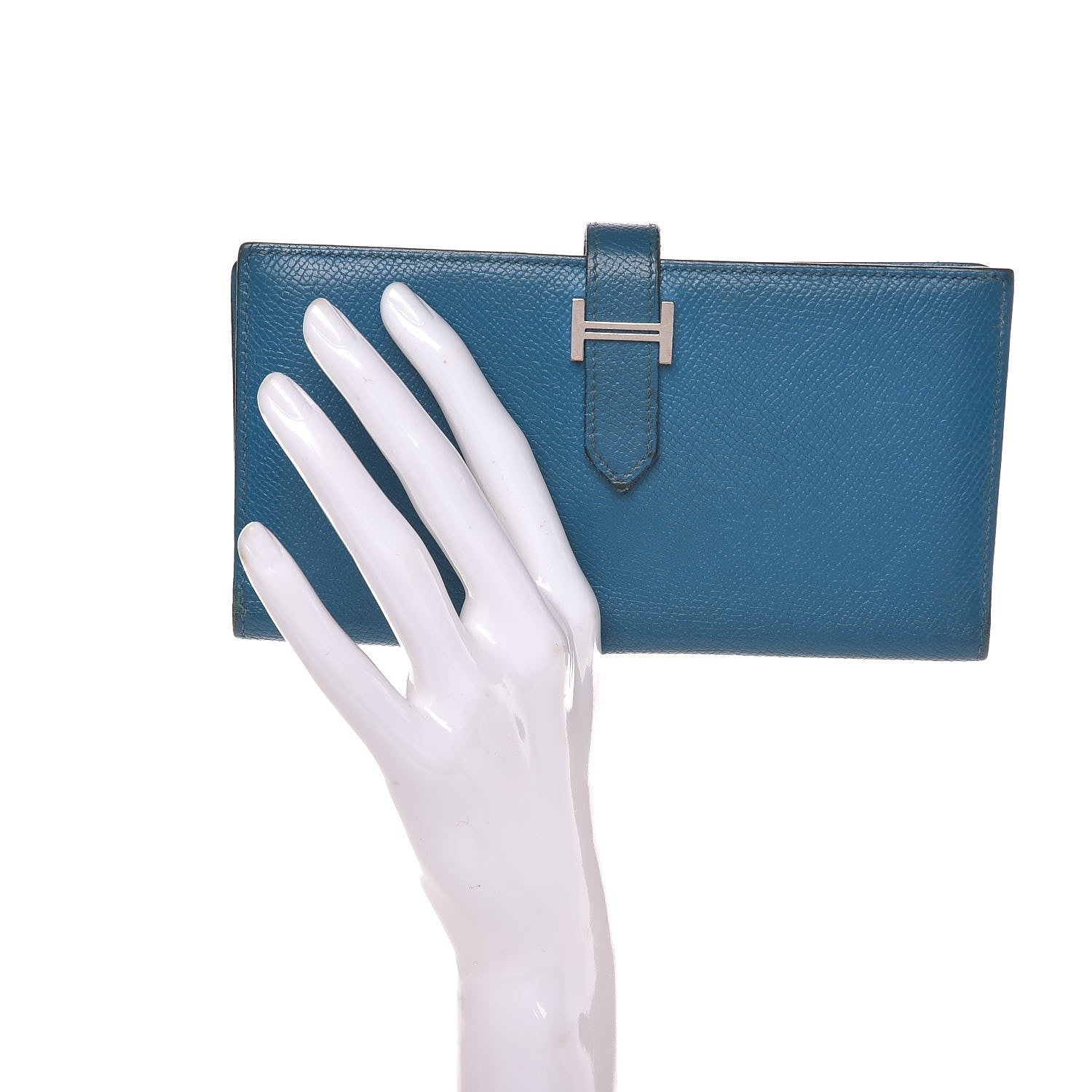 Hermes Epsom Bearn Gusset Wallet Bleu Izmir 2 of 12