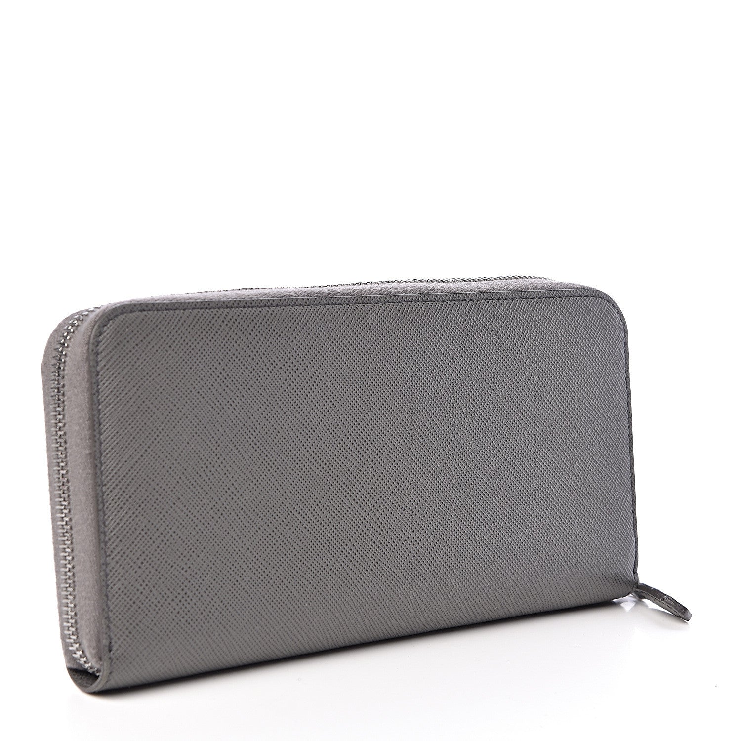 Prada Saffiano Shine Monochrome Zip Around Wallet Grey 3 of 9