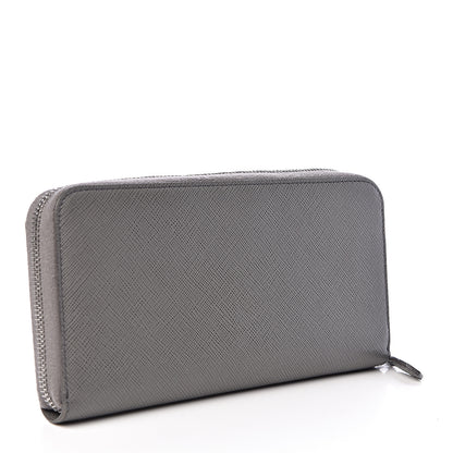 Prada Saffiano Shine Monochrome Zip Around Wallet Grey 3 of 9