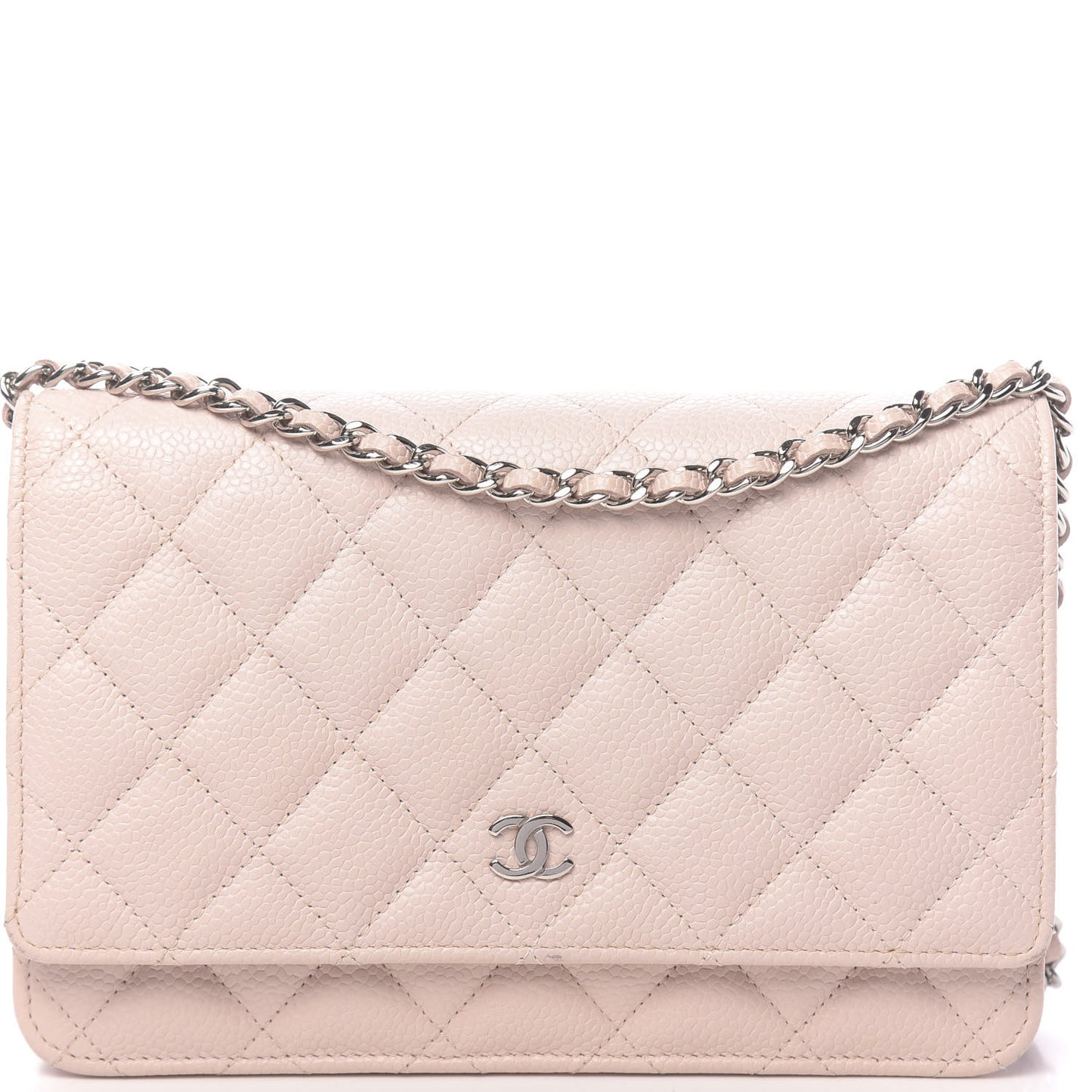 Caviar Quilted Wallet On Chain WOC Light Pink
