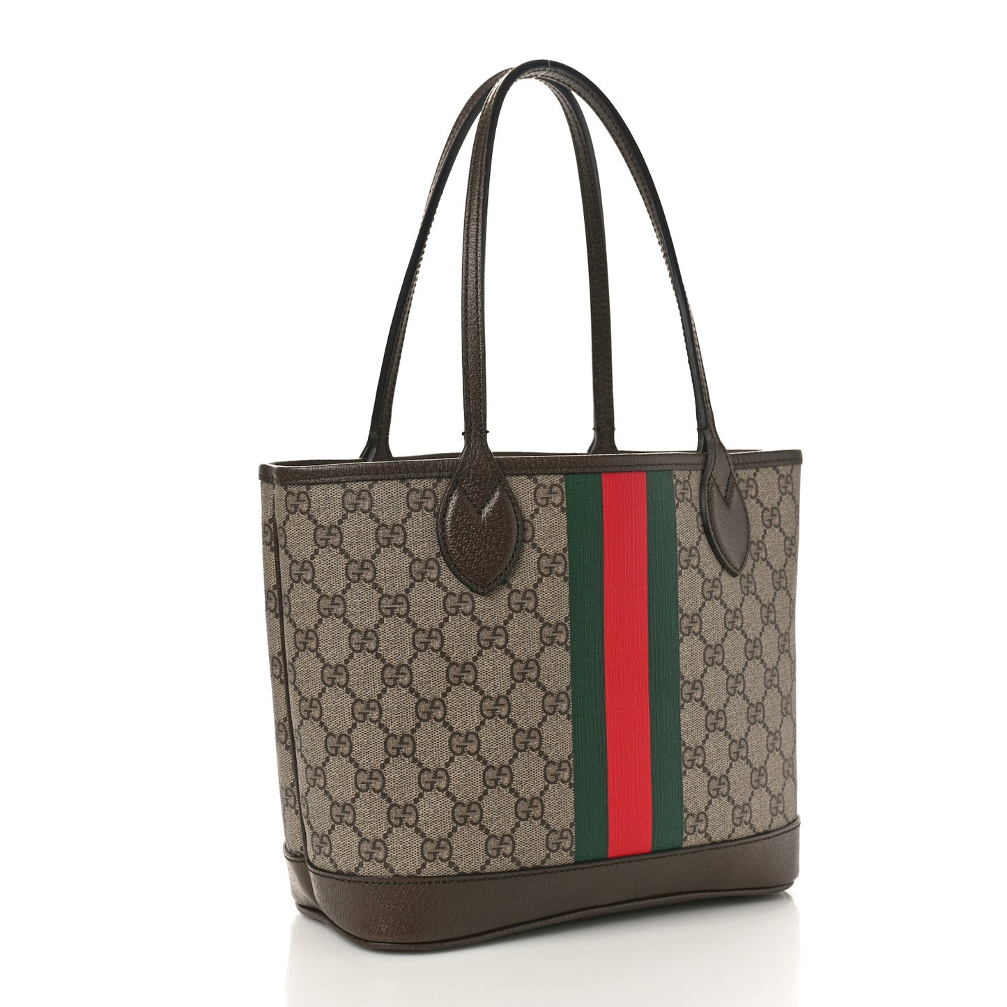 GG Supreme Monogram Textured Dollar Calfskin Web Small Ophidia Tote Beige Ebony New Acero