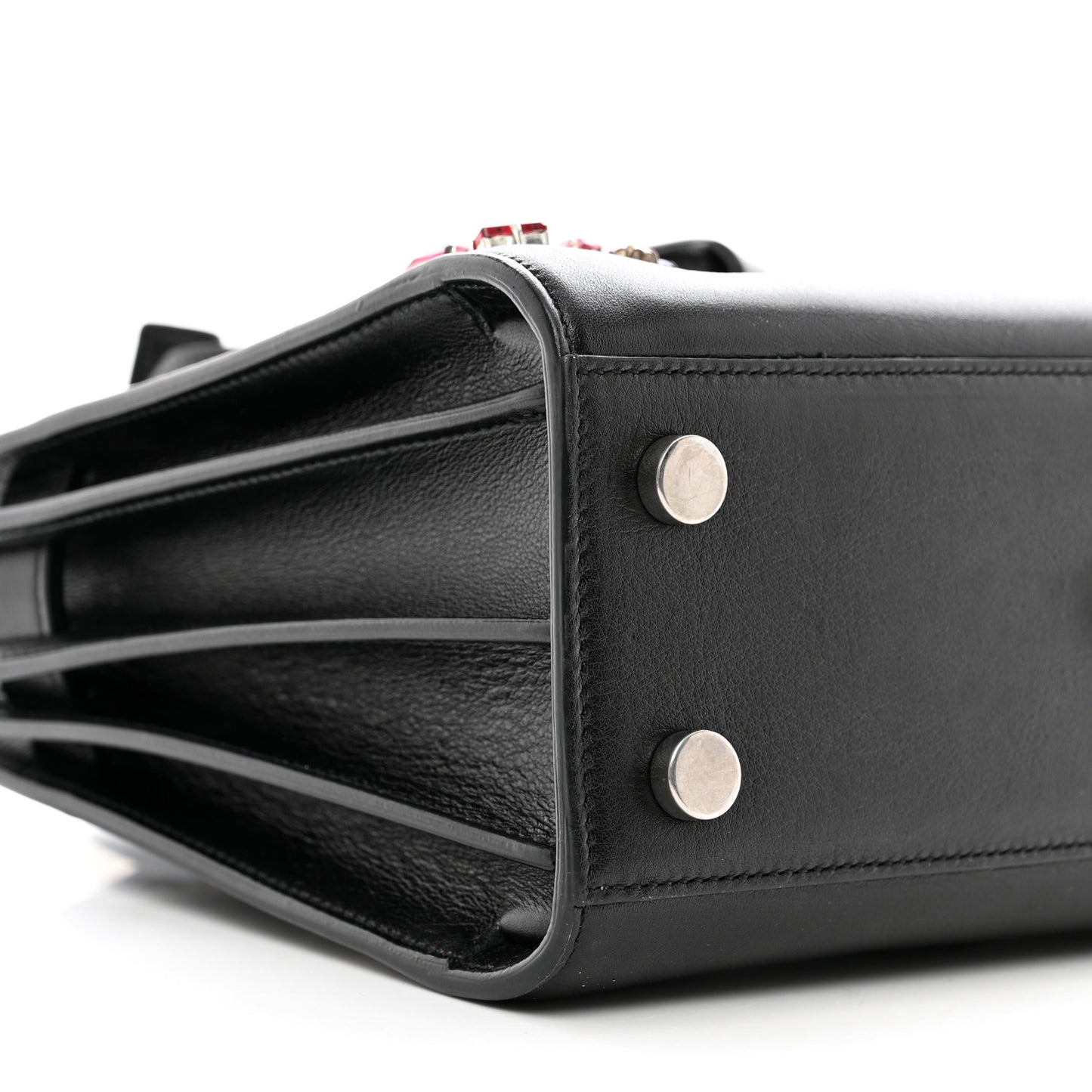 Calfskin Crystal Embellished Nano Sac de Jour Black