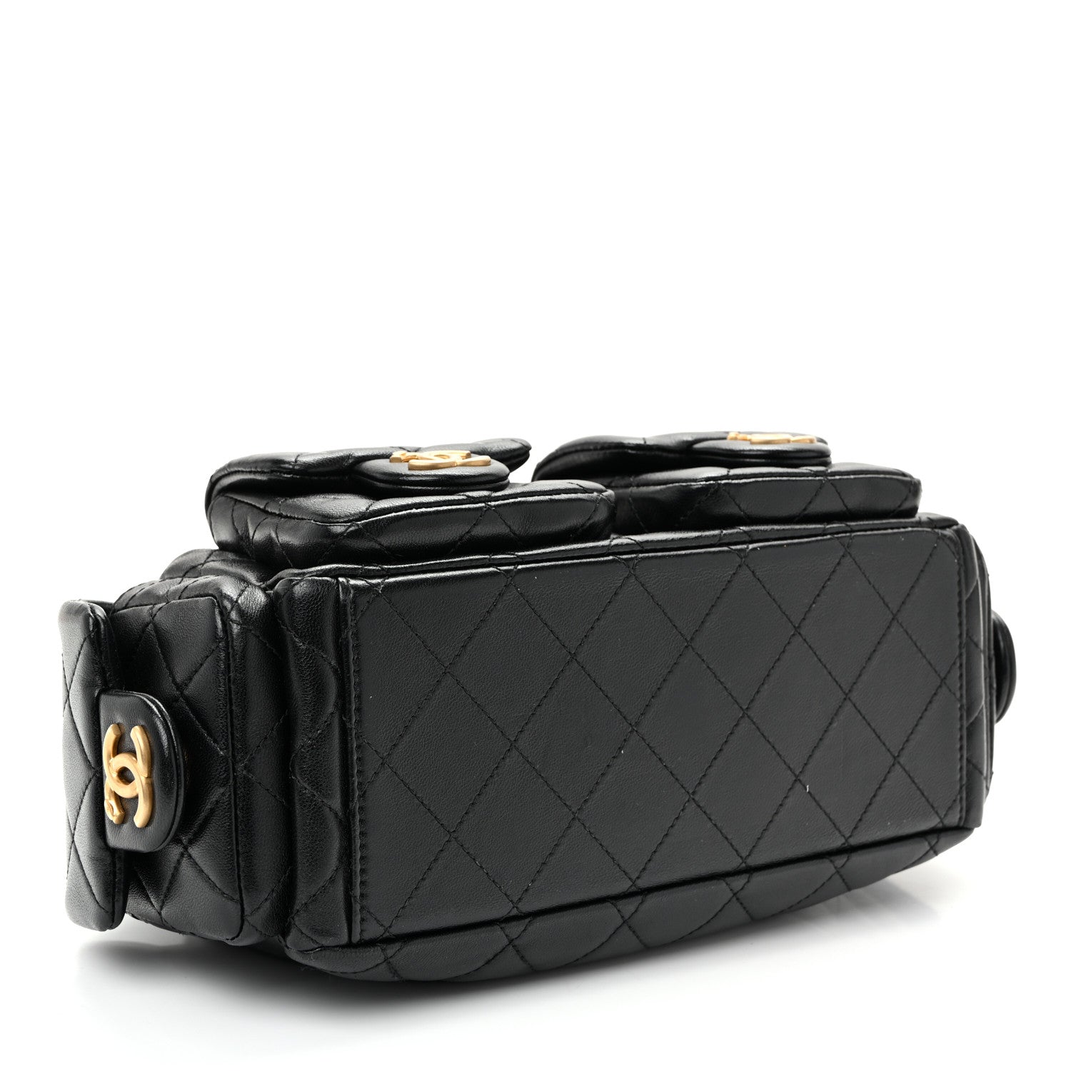 Chanel Shiny Lambskin Quilted Trendy Pockets Hobo Black 4 of 10