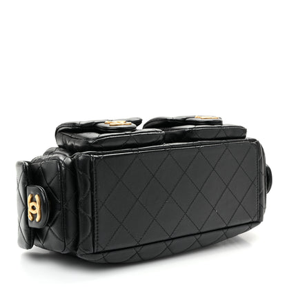 Chanel Shiny Lambskin Quilted Trendy Pockets Hobo Black 4 of 10