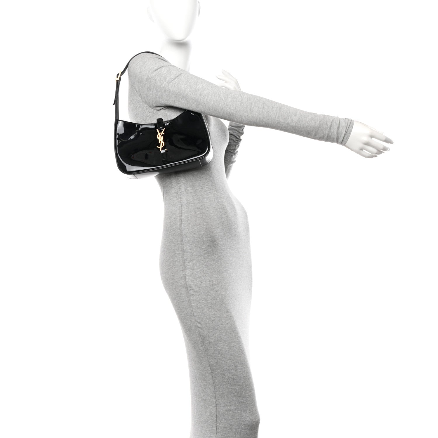 Saint Laurent Patent Calfskin Le 5 A 7 Hobo Black 2 of 15
