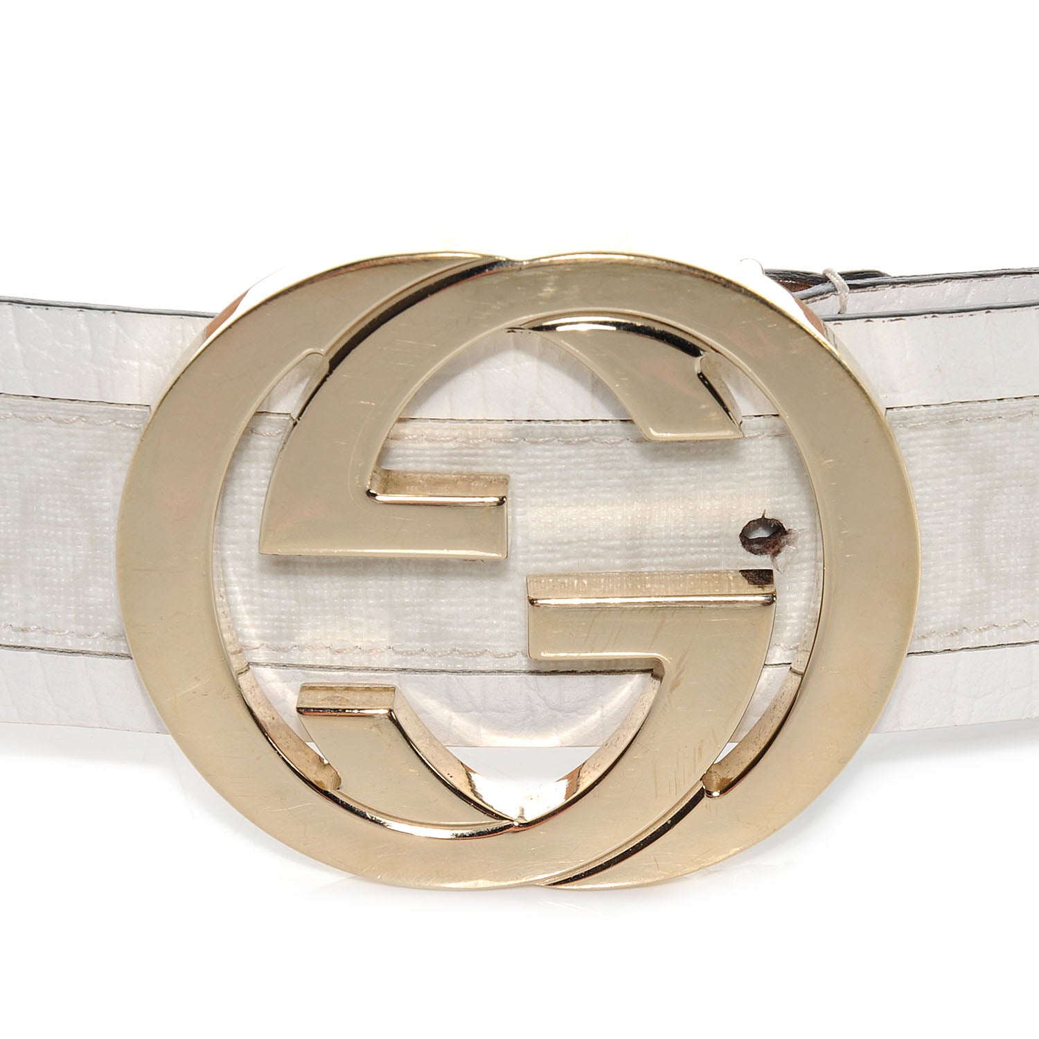 Gucci GG Plus Monogram Calfskin Interlocking G 40mm Belt 80 32 White 3 of 4