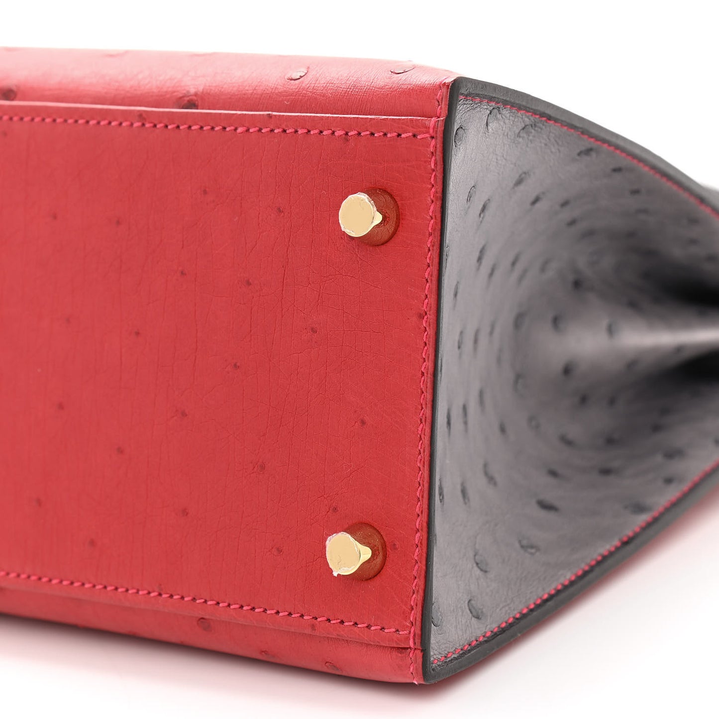Ostrich Horseshoe Kelly Sellier 28 Rouge Vif Gris Agate