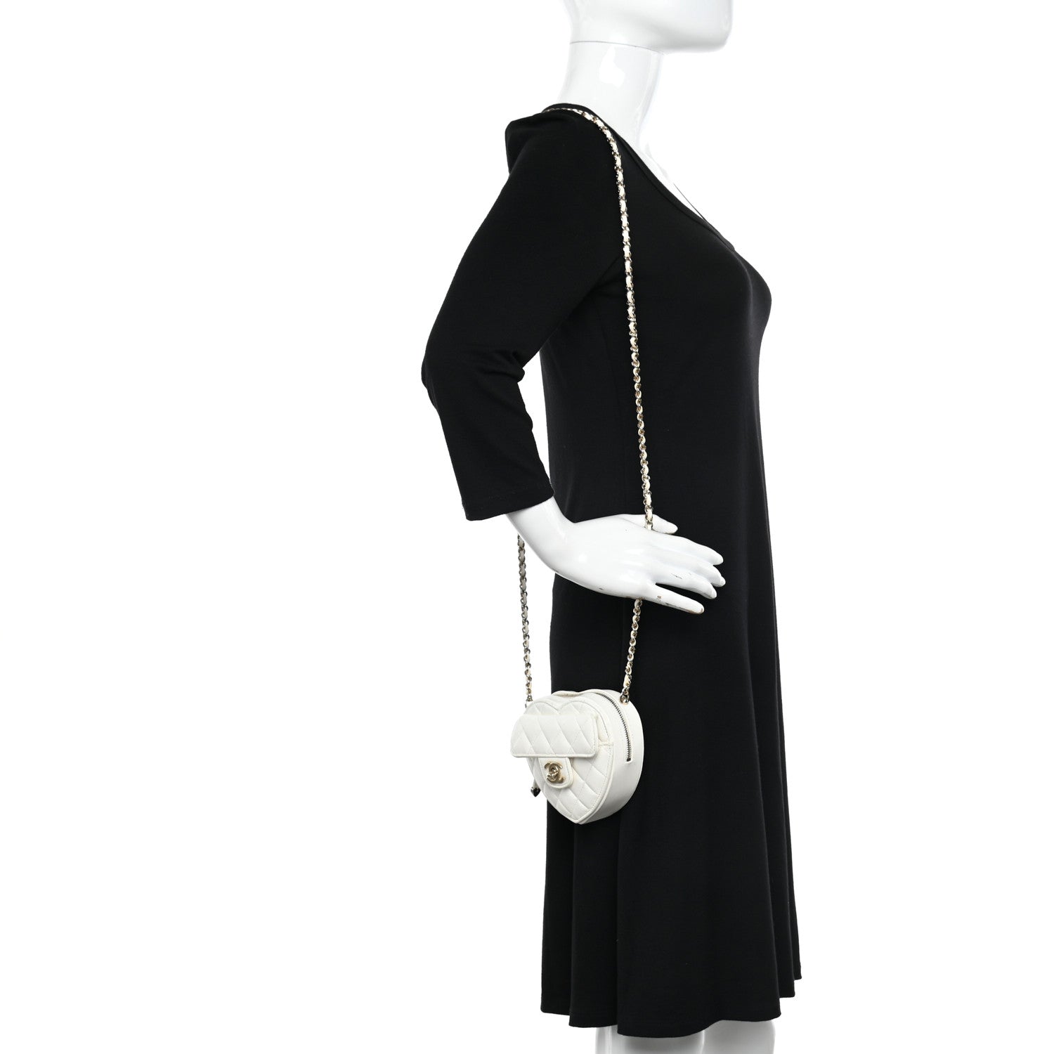 Chanel Lambskin Quilted CC In Love Heart Clutch With Chain White 2 of 13