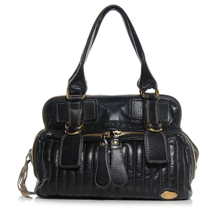 Chloe Leather Quilted Large Bay Tote Black 1 of 7
