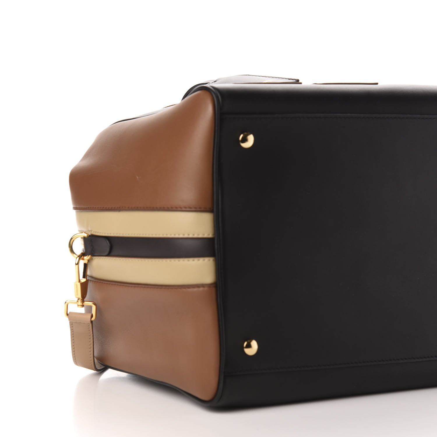 Burberry Smooth Calfskin Paneled Medium Cube Bowling Bag Black 7 of 11