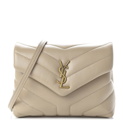Saint Laurent Calfskin Y Quilted Monogram Toy Loulou Crossbody Bag Dark Beige 1 of 10