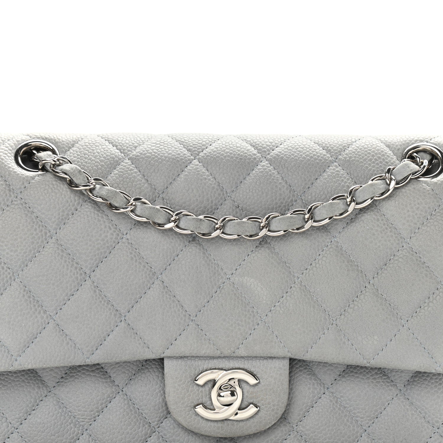 Chanel Iridescent Caviar Quilted Medium Double Flap Grey 8 of 14