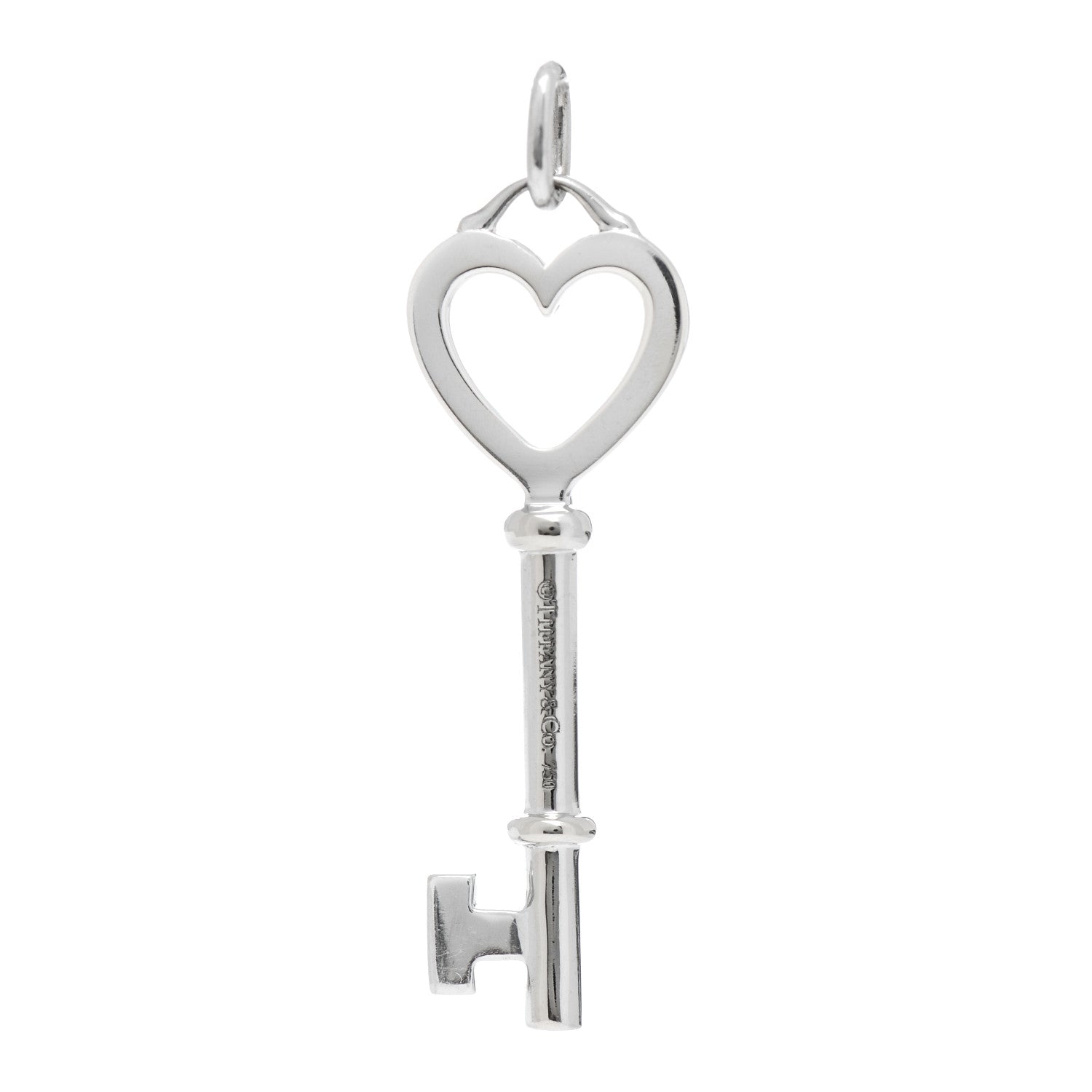 Tiffany 18K White Gold Diamond Mini Heart Key Pendant 3 of 3
