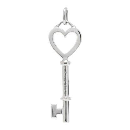 Tiffany 18K White Gold Diamond Mini Heart Key Pendant 3 of 3