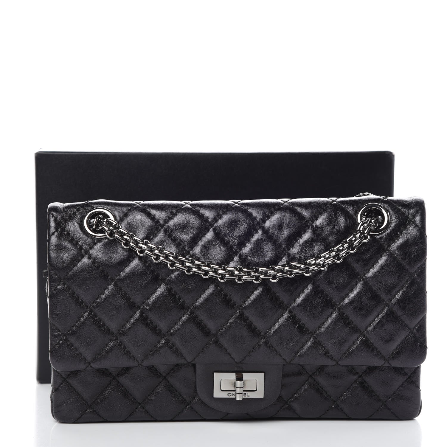 Chanel Metallic Aged Calfskin Quilted 2.55 Reissue 225 Flap Black 11 of 11