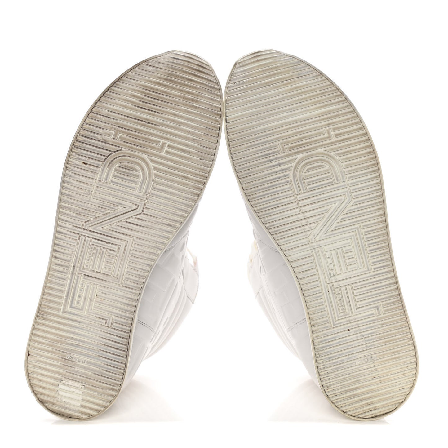 Nappa Macro FF Embossed Womens High Top Sneakers 40 White Ice