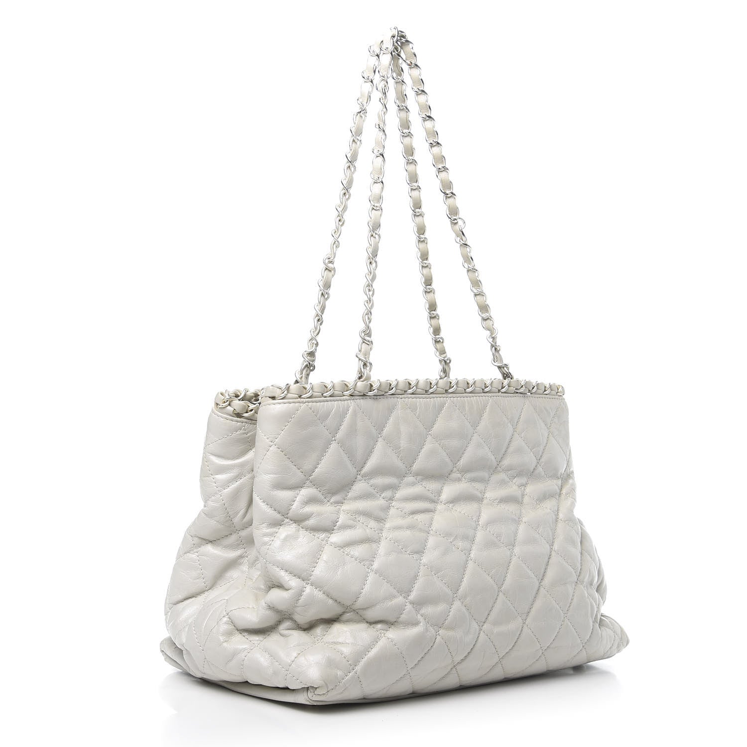 Chanel Glazed Calfskin Quilted Small Chain Me Tote Dark White 3 of 11