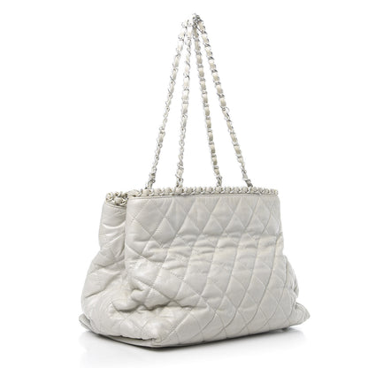 Chanel Glazed Calfskin Quilted Small Chain Me Tote Dark White 3 of 11