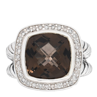 David Yurman Sterling Silver Diamond Smoky Quartz 11mm Albion Ring 49 5 1 of 4