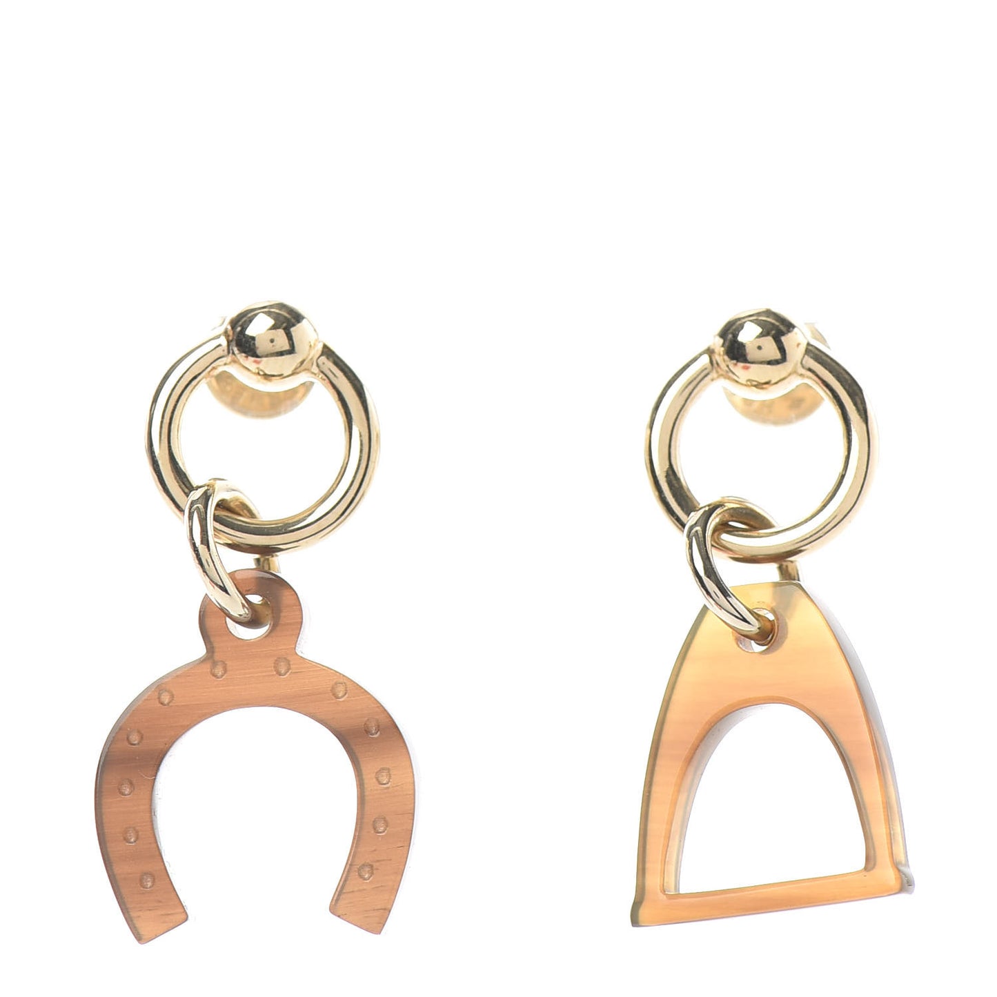 Permabrass Buffalo Horn Amulettes Equestre Earrings