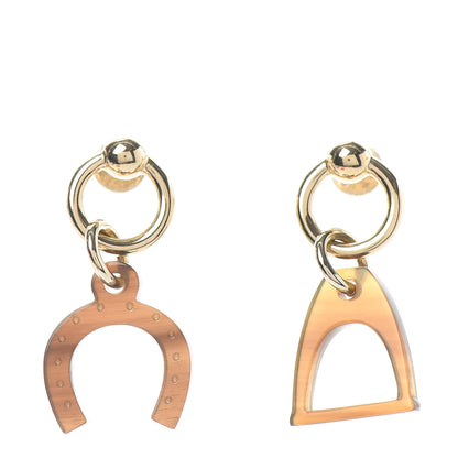 Hermes Permabrass Buffalo Horn Amulettes Equestre Earrings 1 of 4