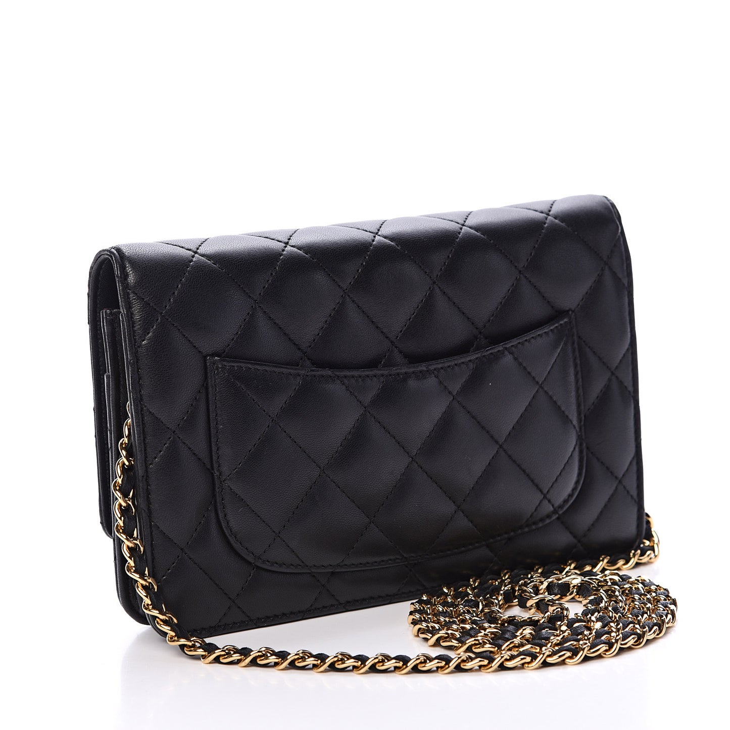 Lambskin Quilted Wallet On Chain WOC Black
