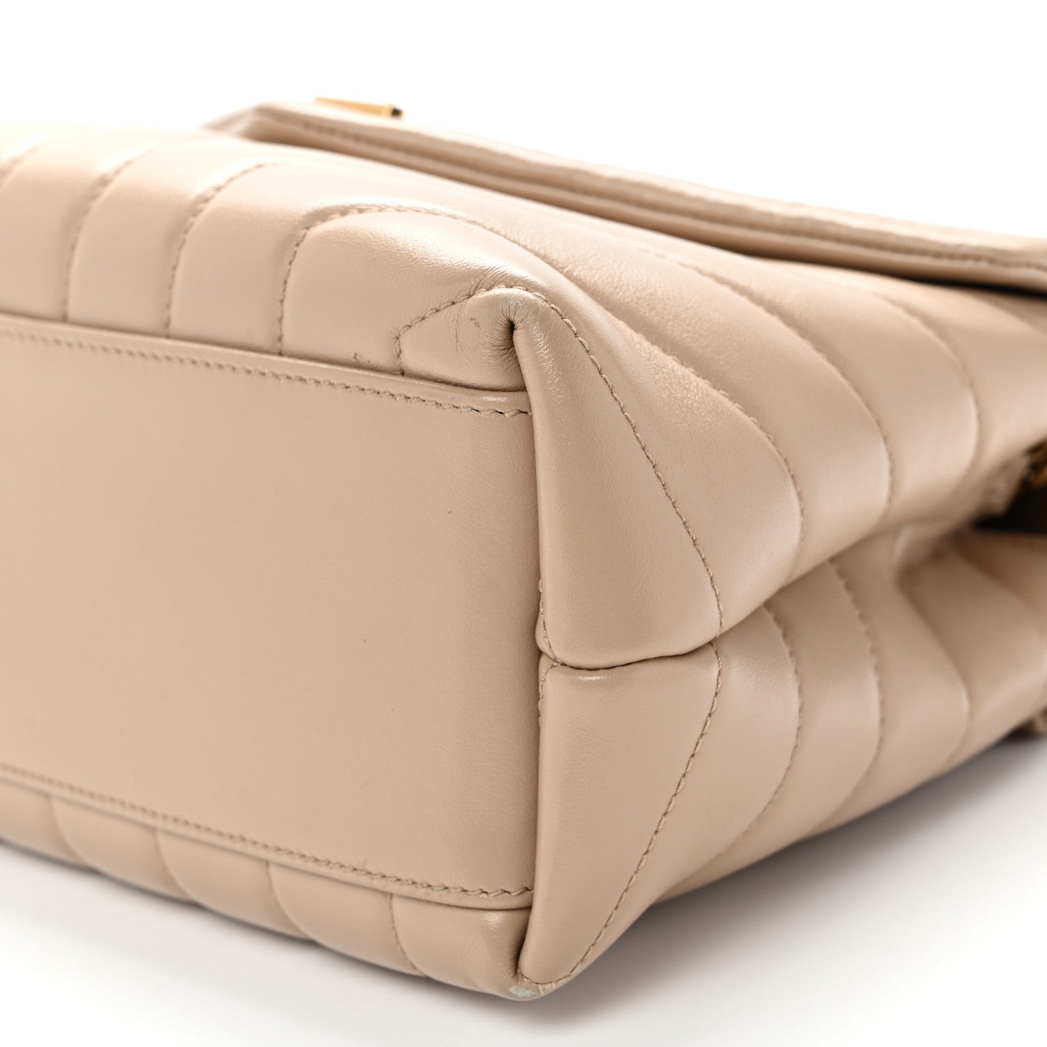 Saint Laurent Calfskin Y Quilted Monogram Small Loulou Chain Satchel Dark Beige 10 of 11