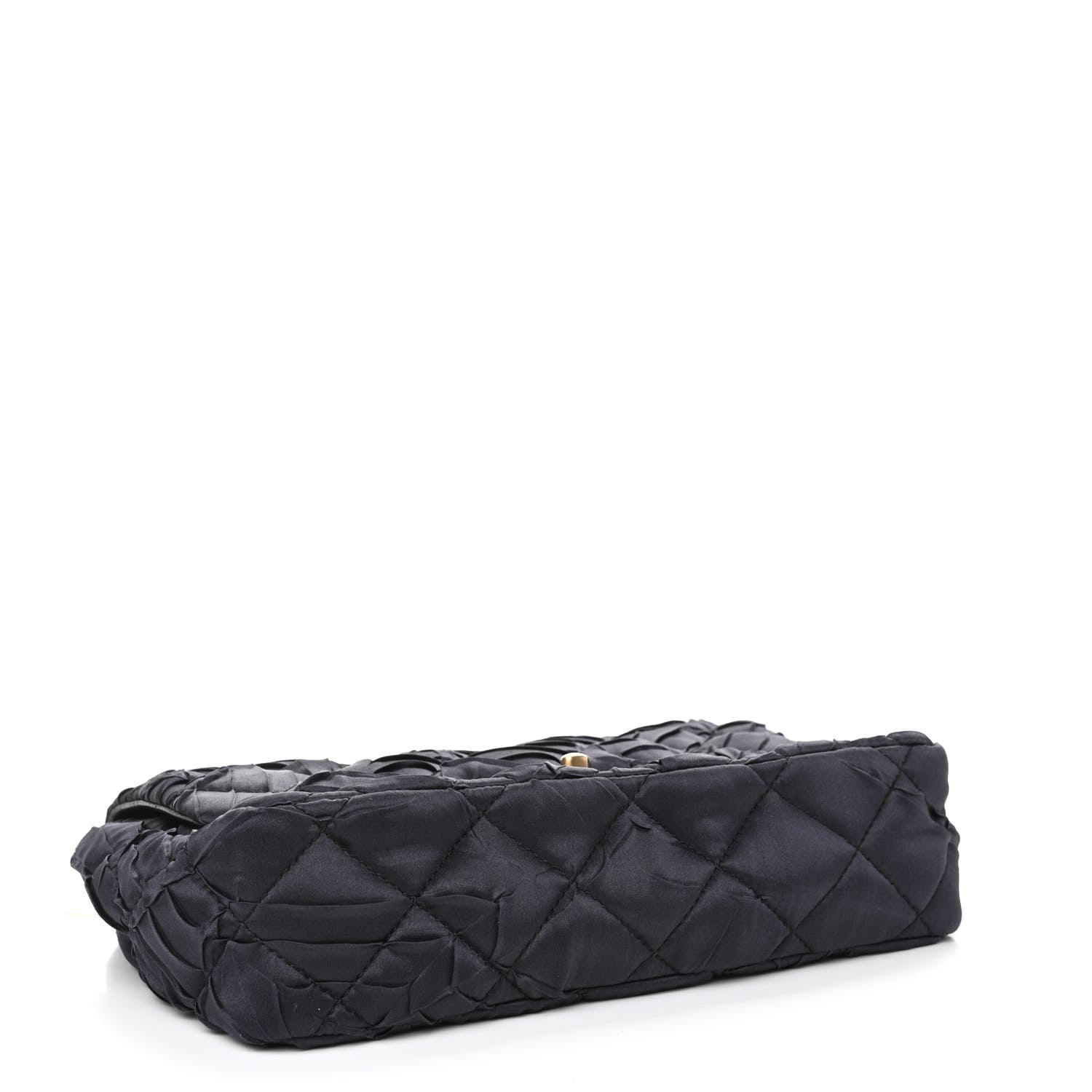 Chanel Satin Quilted Pleated Medium Single Flap Navy 3 of 4