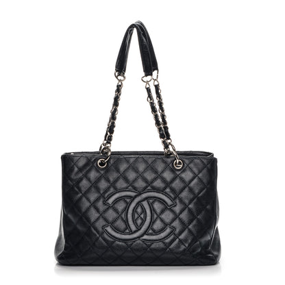 Chanel Caviar Quilted Grand Shopping Tote GST Dark Navy Blue 1 of 12