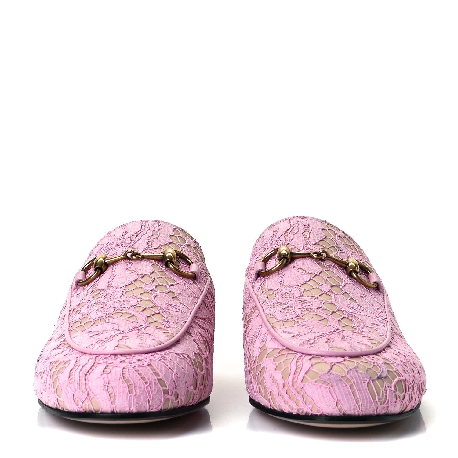 Gucci Lace Malaga Kid Womens Princetown Slippers 37 Sugar Pink Skin Rose 2 of 9