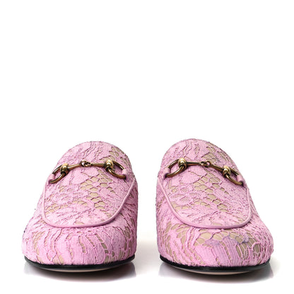 Gucci Lace Malaga Kid Womens Princetown Slippers 37 Sugar Pink Skin Rose 2 of 9