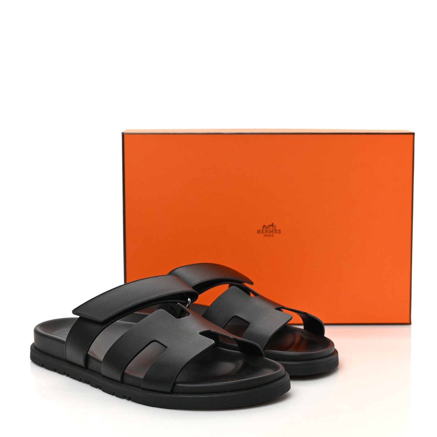 Hermes Calfskin Womens Chypre Sandals 40.5 Black 10 of 10
