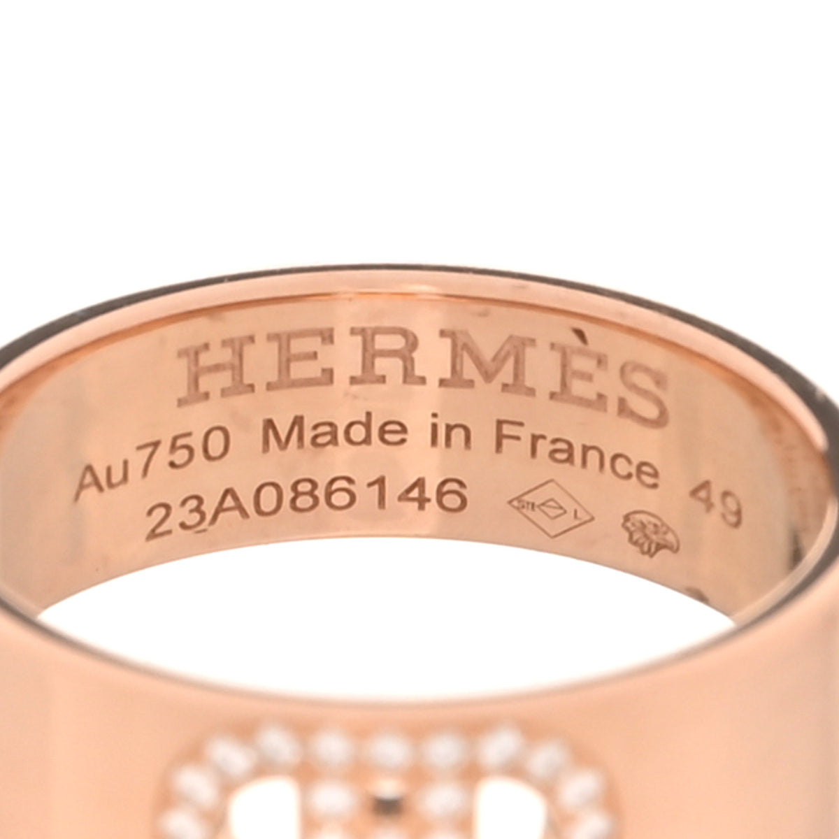 18K Rose Gold Diamond PM H D'Ancre Ring 49 5