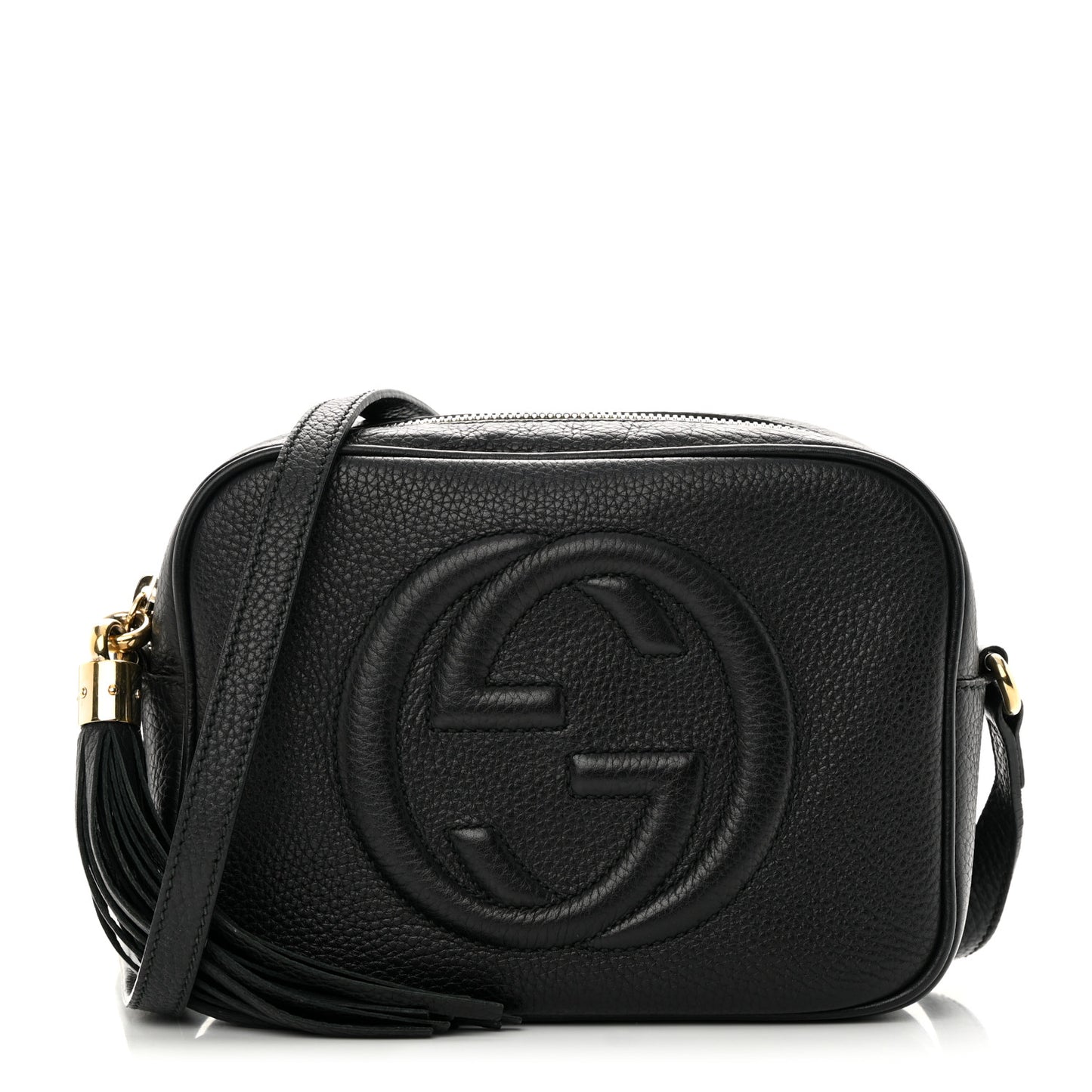 Pebbled Calfskin Small Soho Disco Bag Black