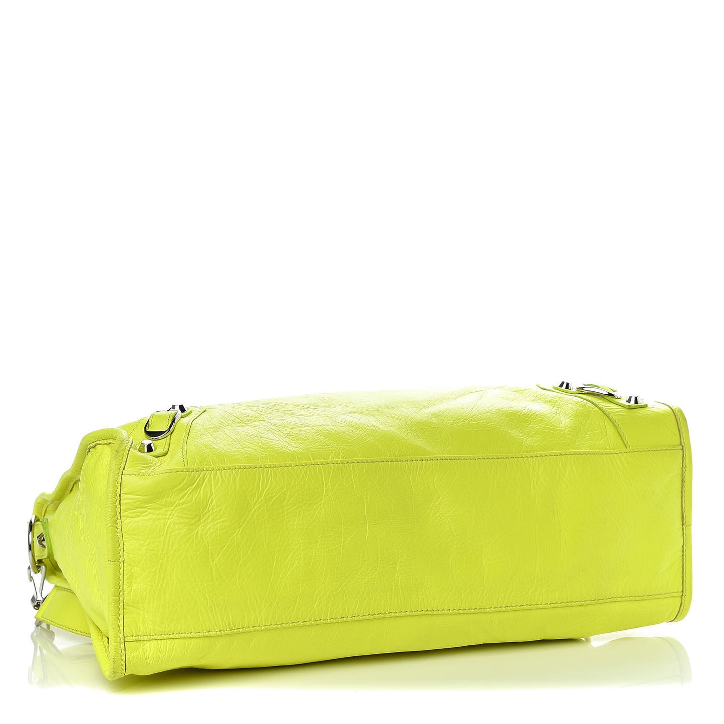 Agneau Classic Silver Hardware City Jaune Fluo