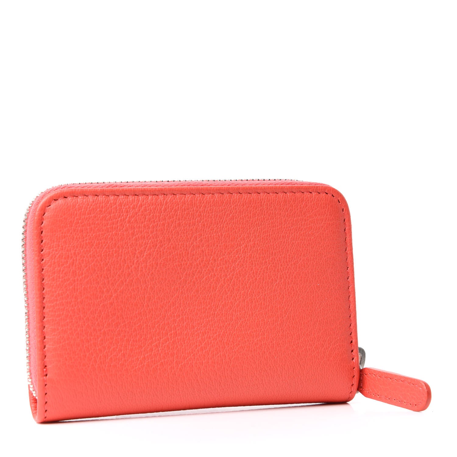 Chanel Goatskin Camellia Zip Coin Purse Coral 3 of 8