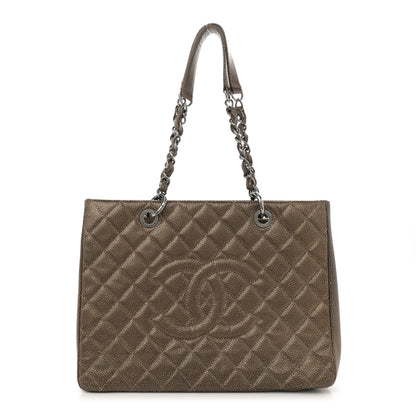 Chanel Metallic Caviar Quilted Grand Shopping Tote GST Bronze 1 of 10