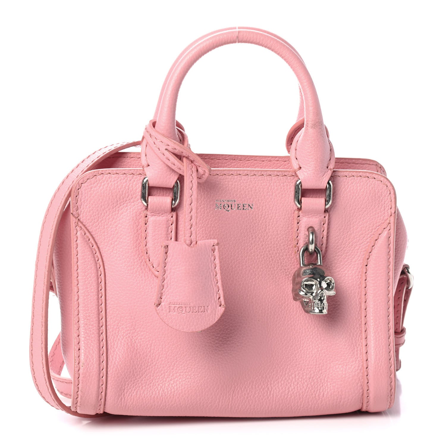 Alexander McQueen Pebbled Calfskin Mini Skull Padlock Zip Around Tote Petal 1 of 4