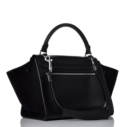 Celine Drummed Calfskin Suede Small Trapeze Black 4 of 9