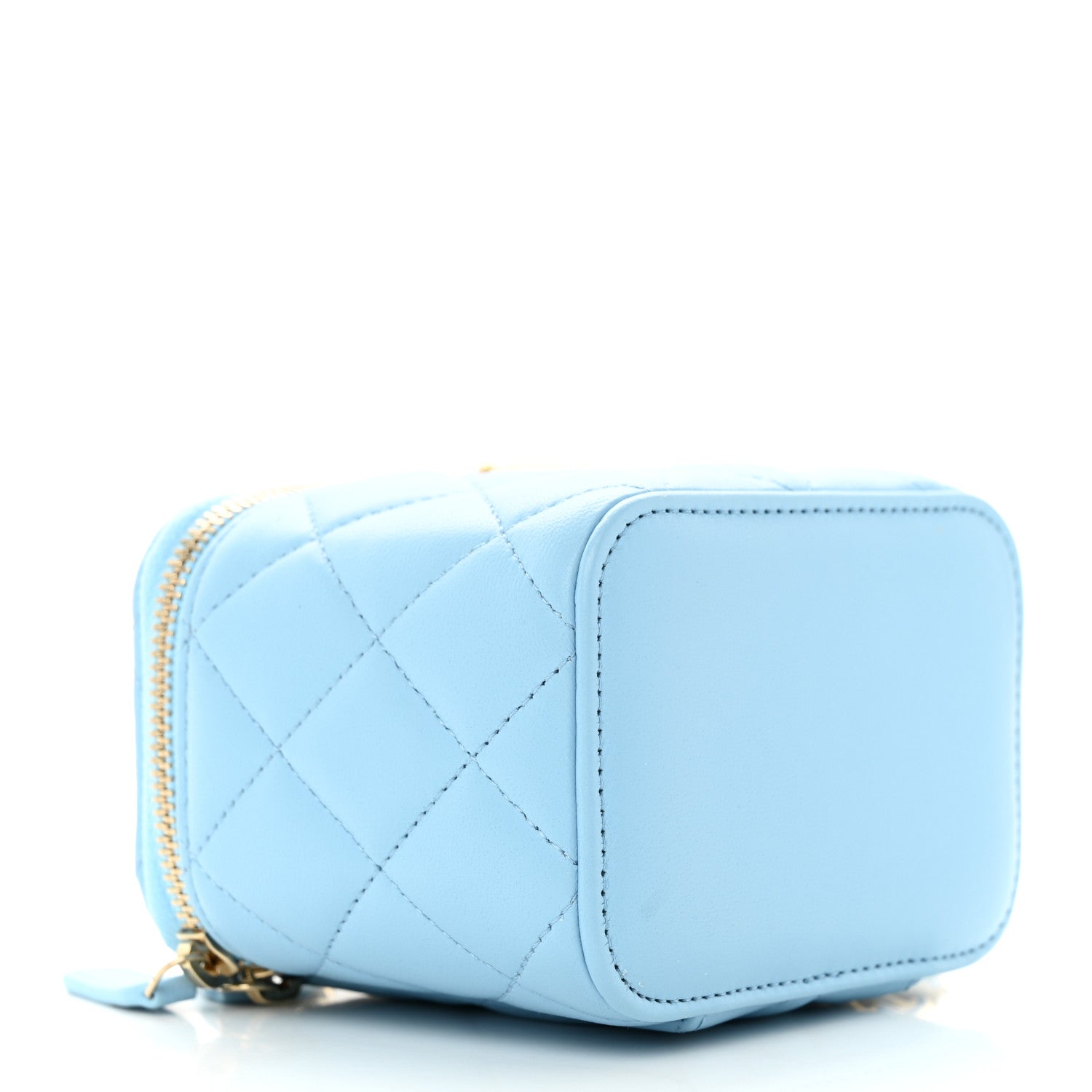 Chanel Lambskin Quilted Pearl Crush Mini Vanity Case With Chain Light Blue 5 of 12