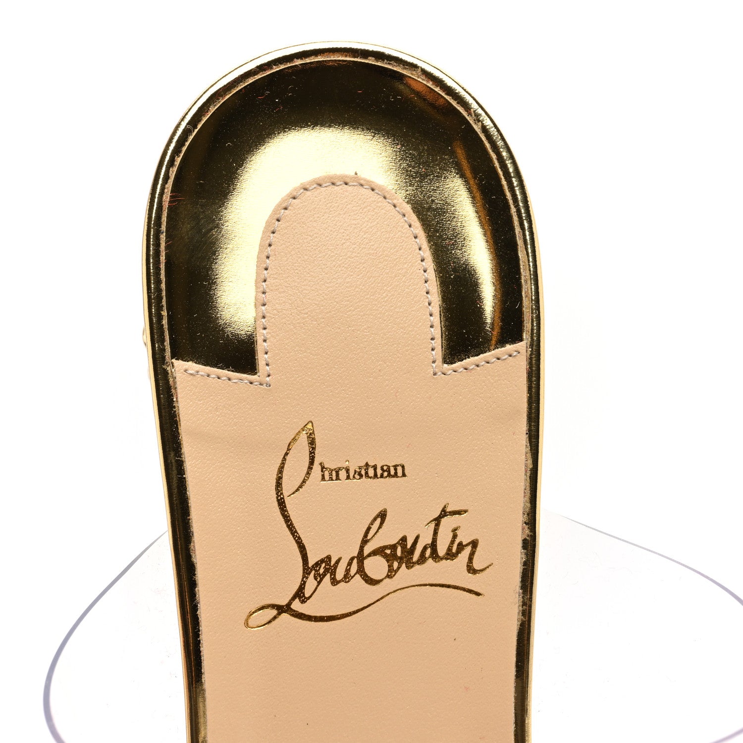 Christian Louboutin PVC Vasa Opticat 55 Slide Sandals 38.5 Gold 7 of 7