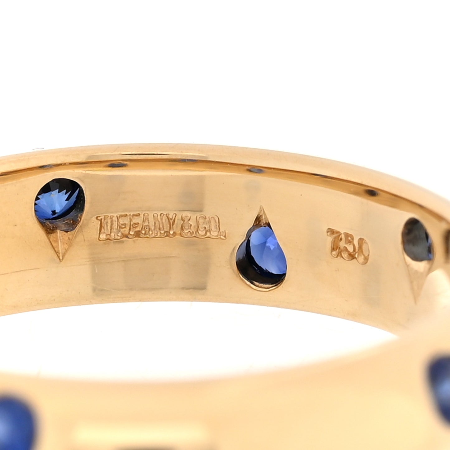 18K Yellow Gold Blue Sapphire 4mm Etoile Band Ring 52 6