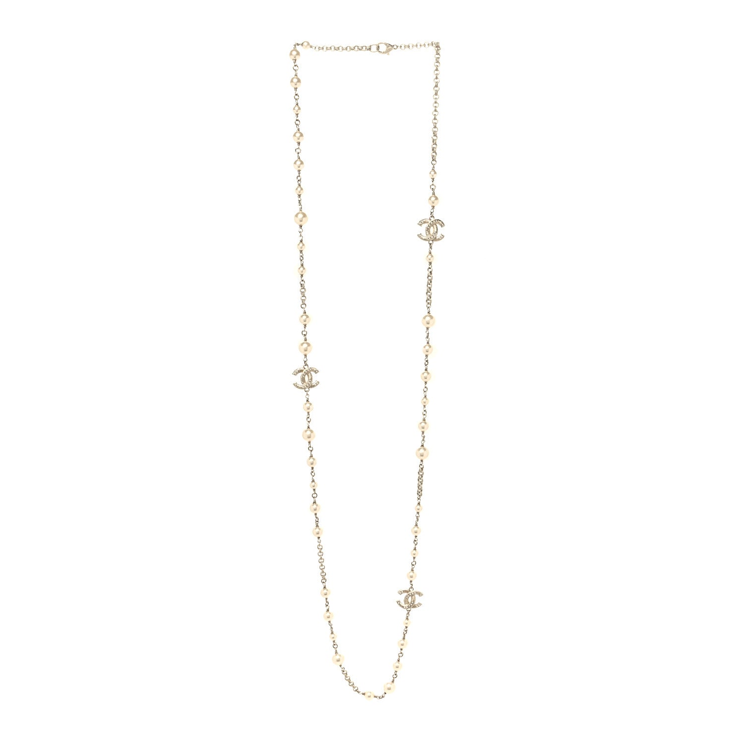 Chanel Pearl CC Necklace Light Gold 3 of 5
