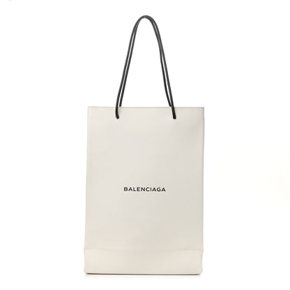 Balenciaga Calfskin Medium Logo North South Shopping Tote White 1 of 10