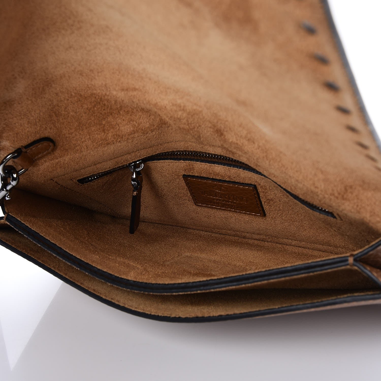 Valentino Garavani Pebbled Calfskin Rockstud Wristlet Clutch Brown 5 of 6